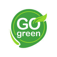 Go Green Icon With Eco-friendly Slogan - Green Pin With Plant Leaf And Message Inside - Isolated Vector Motivation Picture
