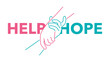 Help and hope concept - drawn outline helping hands - benevolence charity illustration