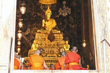 Buddhist temple, Wat Pho temple in Bangkok Thailand