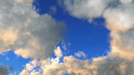 Wall Mural - White clouds in blue sky 3d rendering