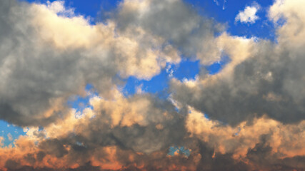 Wall Mural - White clouds in blue sky 3d rendering