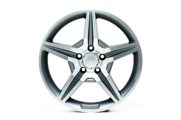 Sticker - Isolated shot of car wheel silver shiny alloys in a white background