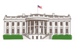 White house Washington DC, with american flag.