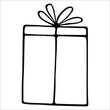 © Varvara - Hand drawn doodle element gift box. Doodle illustration of present for card, poster, banner, christmas design, pattern, birthday card, kid design. Vector illustration isolated on white background.