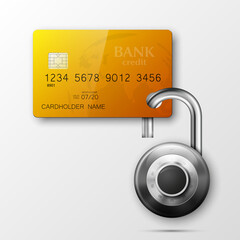 Credit card safe combination lock. Protection credit card. Safety badge banking. Defense finans. Security Plastic card software. Debit card electromagnetic chip Privacy Electronic money funds transfer