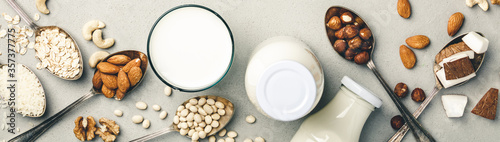 Fotografía Vegan milk and ingredients