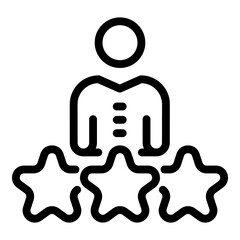 Poster - Three stars man icon. Outline three stars man vector icon for web design isolated on white background