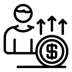 Poster - Increase money icon. Outline increase money vector icon for web design isolated on white background