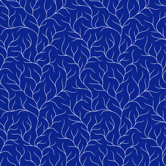 Poster - Coral reef underwater plans doodle  seamless pattern.