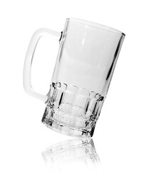 Empty glass beer mug isolated on white background