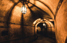 Mysterious Corridor In The Old Dungeon In The Castle