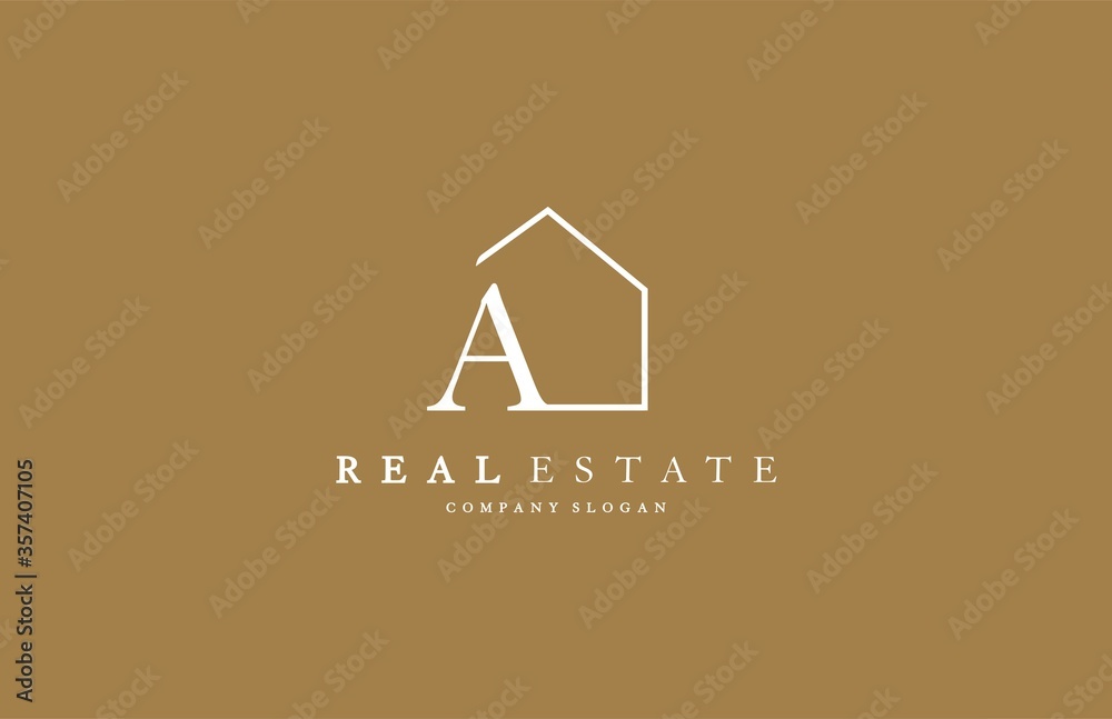 Letter A Line House Real Estate Logo Stock Vector | Adobe Stock