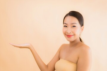 Wall Mural - Portrait beautiful young asian face woman with beauty spa concept