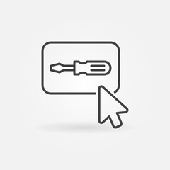 Poster - mouse click or cursor on button with screwdriver outline vector concept icon or design element