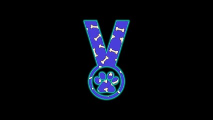 Poster - Medal for dog icon color animation on black background