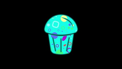 Poster - cup cake icon shapes color animation on black background