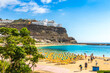 Picturesque Amadores beach (Spanish: Playa del Amadores) near famous holiday resort Puerto Rico de Gran Canaria on Gran Canaria island, Spain