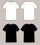 Fototapeta Młodzieżowe - Basic unisex t shirt set.Front and Back. In white and black colors,