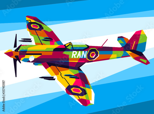Fotomural Supermarine Spitfire Aircraft Pop Art