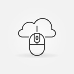 Poster - computer mouse with cloud vector concept icon or symbol in thin line style