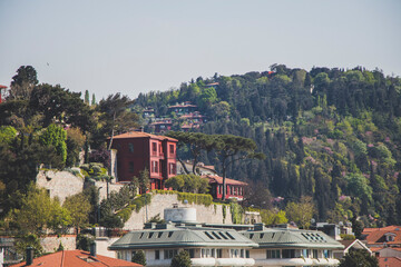 view of the historical buildings from the sea at the Bosphorus