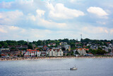 Fototapeta Miasto - Beach and town of Laboe in the Baltic Sea near Kiel, Germany.