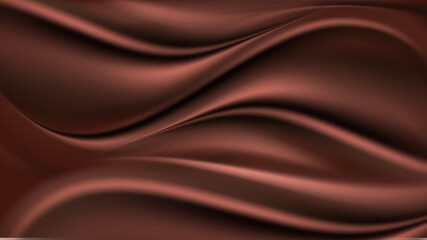 chocolate wavy background. milk chocolate swirl waves, smooth satin texture, color flowing. abstract
