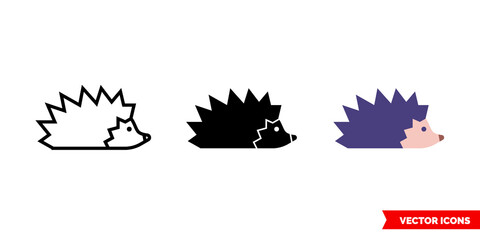 Wall Mural - Hedgehog icon of 3 types. Isolated vector sign symbol.