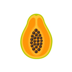 Wall Mural - Papaya in cut half fruit flat design