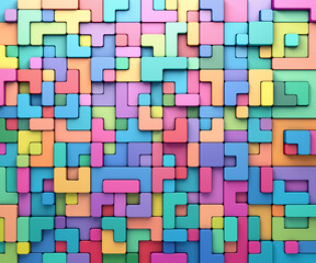 Fototapete - 3D rendering abstract background of multi-colored rounded shapes