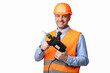 © Prostock-studio - Repairman Worker Holding Electric Drill Posing Over White Studio Background