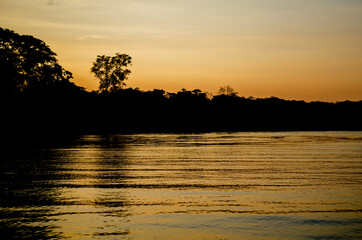 sunset on the amazon river
