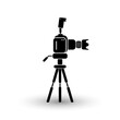 Photo camera on a tripod. Camera icon. Video camera. Icon video and photo shooting.
