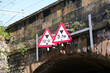 © Richard Johnson - Bridge height restriction sign under railway train track