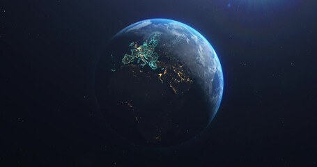 Wall Mural - planet earth from space european union countries highlighted teal glow, 2020 political borders and c
