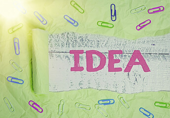 Poster - Writing note showing Idea. Business concept for impression that tries to portray the overarching scope or outline