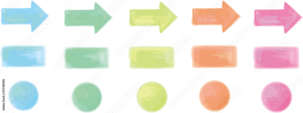 素材 水彩風の矢印と丸と四角のベクターイラスト Arrow Wall Mural Arr Skyflower