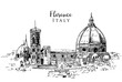 Drawing sketch illustration of Florence, Italy