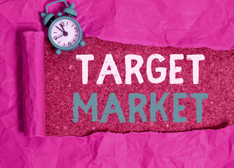 Poster - Word writing text Target Market. Business photo showcasing specific costumers to whom a company aims its marketing