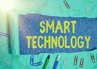 Poster - conceptual hand writing showing smart technology. concept meaning used to protect and prevent errors