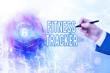 Poster - Handwriting text writing Fitness Tracker. Conceptual photo a monitoring device that records any healthrelated activity