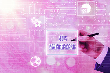 Fototapete - Conceptual hand writing showing Site Maintenance. Concept meaning Monitoring and regularly checking your website for issues