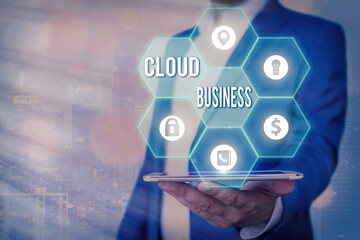 Poster - Handwriting text Cloud Business. Conceptual photo internetbased delivery of services made available to users