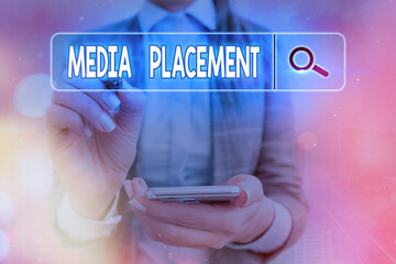 Fototapete - Writing note showing Media Placement. Business concept for inserting a digital ad message to promote a business