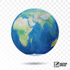 Wall Mural - 3d realistic vector earth, globe with view of the continents of africa, eurasia and australia