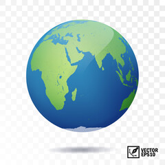 Wall Mural - 3d realistic vector earth with clouds, globe with view of the continents of africa, eurasia and aust