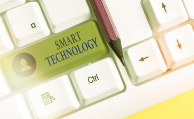 Poster - writing note showing smart technology. business concept for used to protect and prevent errors in ha