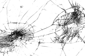 Poster - glass in cracks on a white background.