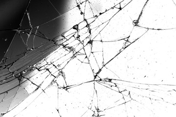 Poster - glass in cracks on a white background.