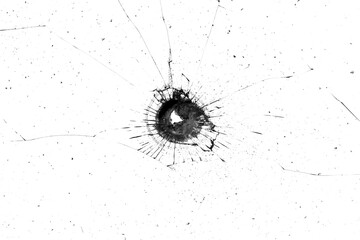 Poster - glass in cracks on a white background.
